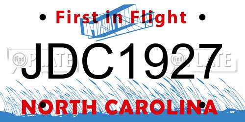JDC1927 North Carolina License Plate