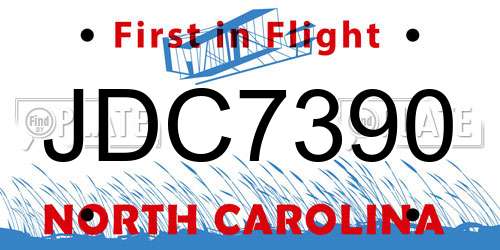 JDC7390 North Carolina License Plate