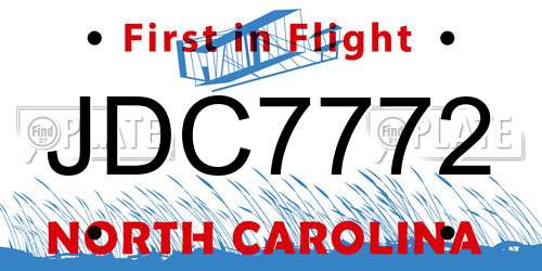 JDC7772 North Carolina License Plate