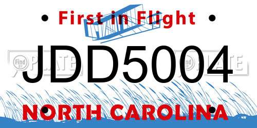 JDD5004 North Carolina License Plate