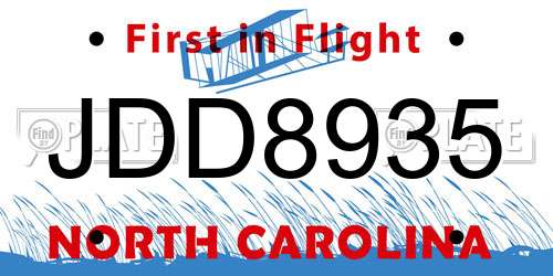 JDD8935 North Carolina License Plate