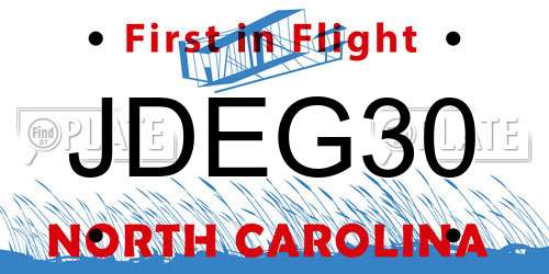 JDEG30 North Carolina License Plate
