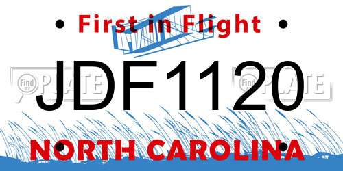JDF1120 North Carolina License Plate