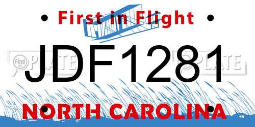 JDF1281 North Carolina License Plate