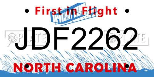 JDF2262 North Carolina License Plate