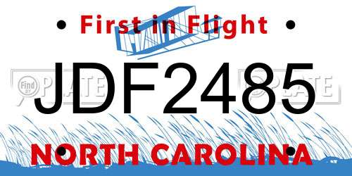JDF2485 North Carolina License Plate