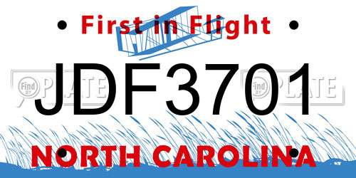 JDF3701 North Carolina License Plate