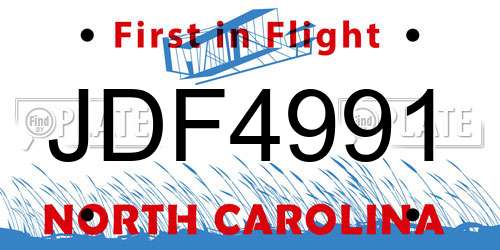 JDF4991 North Carolina License Plate