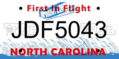 JDF5043 North Carolina License Plate