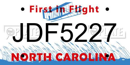 JDF5227 North Carolina License Plate