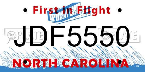 JDF5550 North Carolina License Plate