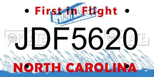 JDF5620 North Carolina License Plate
