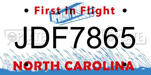JDF7865 North Carolina License Plate