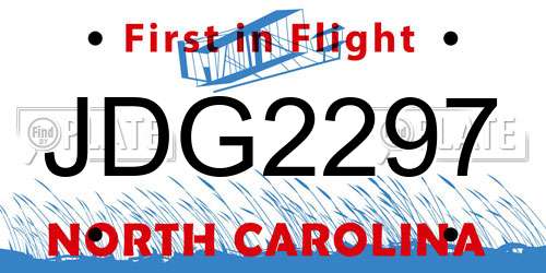 JDG2297 North Carolina License Plate