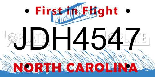 JDH4547 North Carolina License Plate