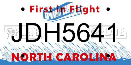 JDH5641 North Carolina License Plate