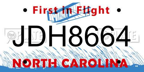 JDH8664 North Carolina License Plate