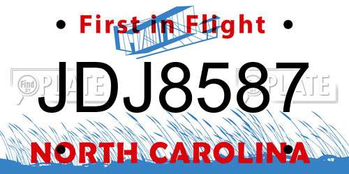 JDJ8587 North Carolina License Plate