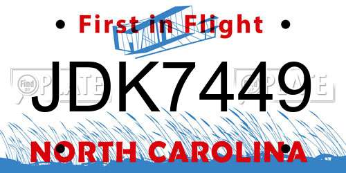JDK7449 North Carolina License Plate