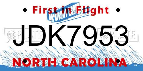 JDK7953 North Carolina License Plate
