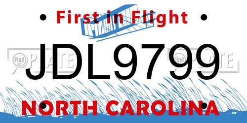JDL9799 North Carolina License Plate