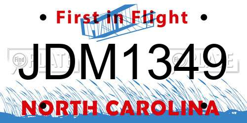 JDM1349 North Carolina License Plate