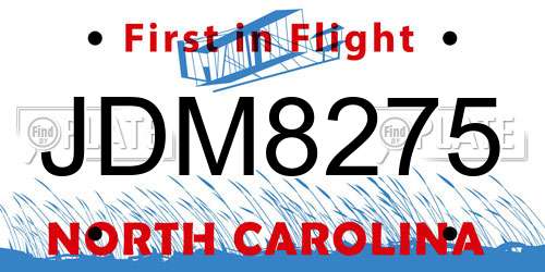 JDM8275 North Carolina License Plate