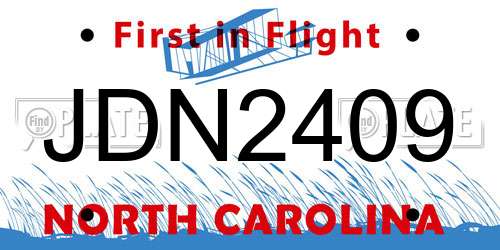 JDN2409 North Carolina License Plate