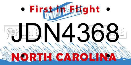 JDN4368 North Carolina License Plate