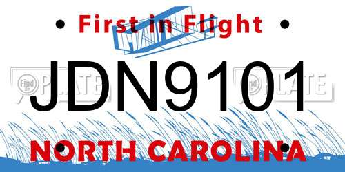 JDN9101 North Carolina License Plate