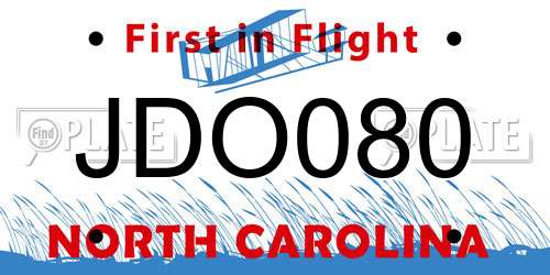 JDO080 North Carolina License Plate