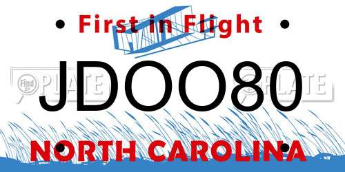JDOO80 North Carolina License Plate