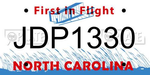 JDP1330 North Carolina License Plate
