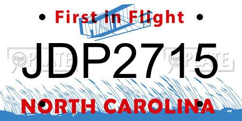 JDP2715 North Carolina License Plate