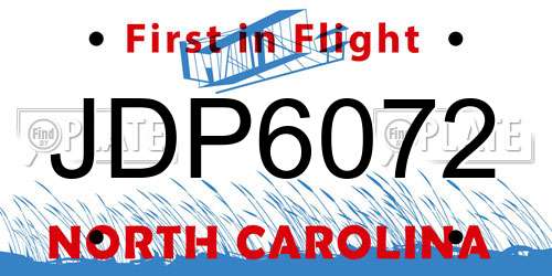 JDP6072 North Carolina License Plate