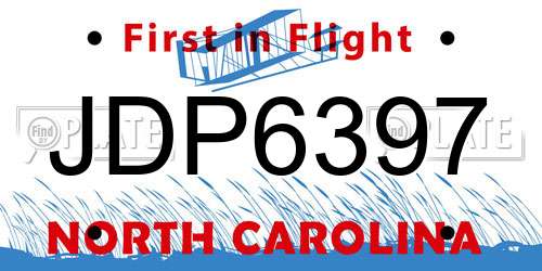 JDP6397 North Carolina License Plate