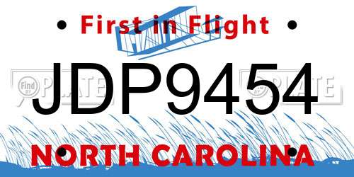 JDP9454 North Carolina License Plate