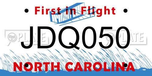 JDQ050 North Carolina License Plate