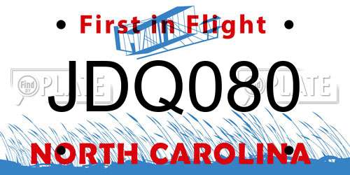 JDQ080 North Carolina License Plate