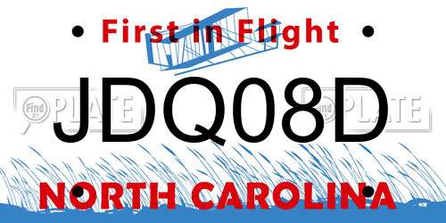 JDQ08D North Carolina License Plate