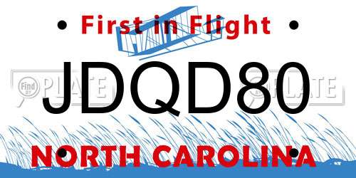 JDQD80 North Carolina License Plate