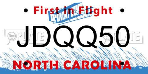 JDQQ50 North Carolina License Plate