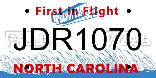 JDR1070 North Carolina License Plate