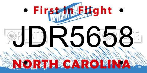 JDR5658 North Carolina License Plate