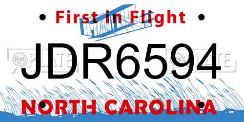 JDR6594 North Carolina License Plate