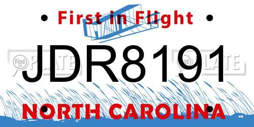 JDR8191 North Carolina License Plate