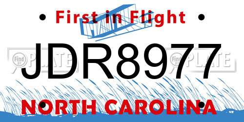 JDR8977 North Carolina License Plate