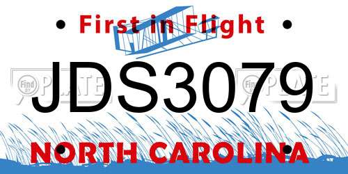 JDS3079 North Carolina License Plate