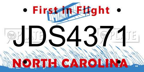 JDS4371 North Carolina License Plate