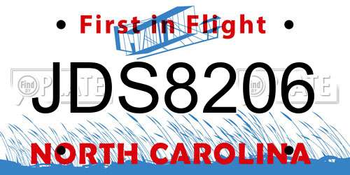 JDS8206 North Carolina License Plate